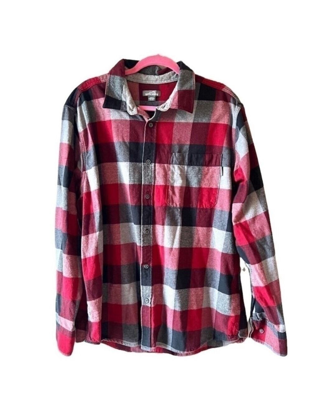 Eddie Bauer Men Button Up Flannel Shirt Size XXL Red Black Plaid